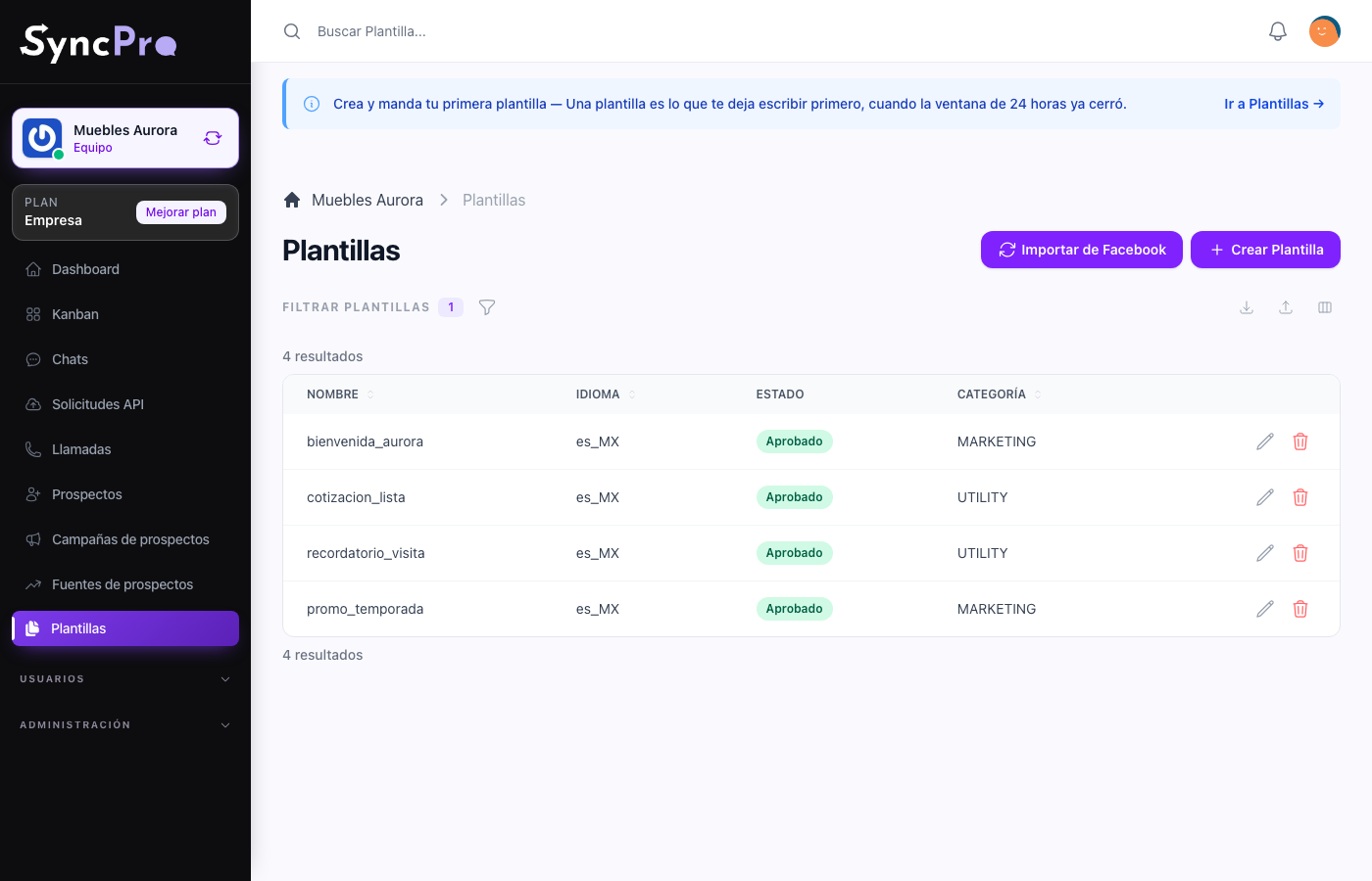 The list of templates