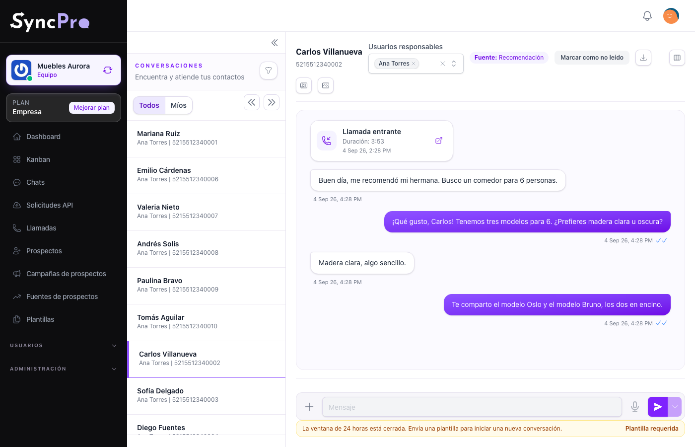 A conversation in Chats