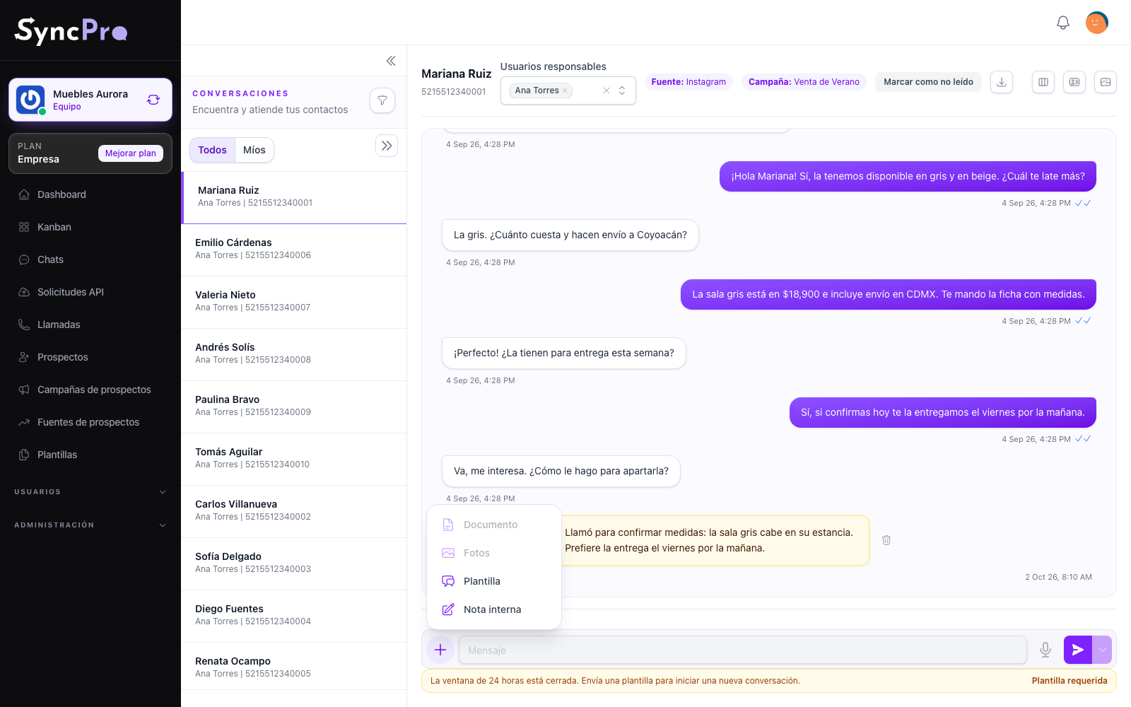 Text, photos, documents and voice notes